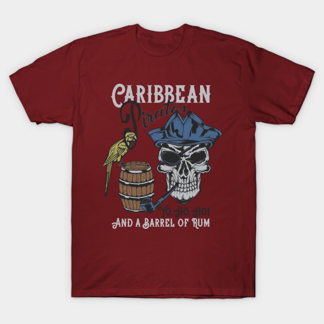 Pirate Skull of the Caribbean T-Shirt by Luve